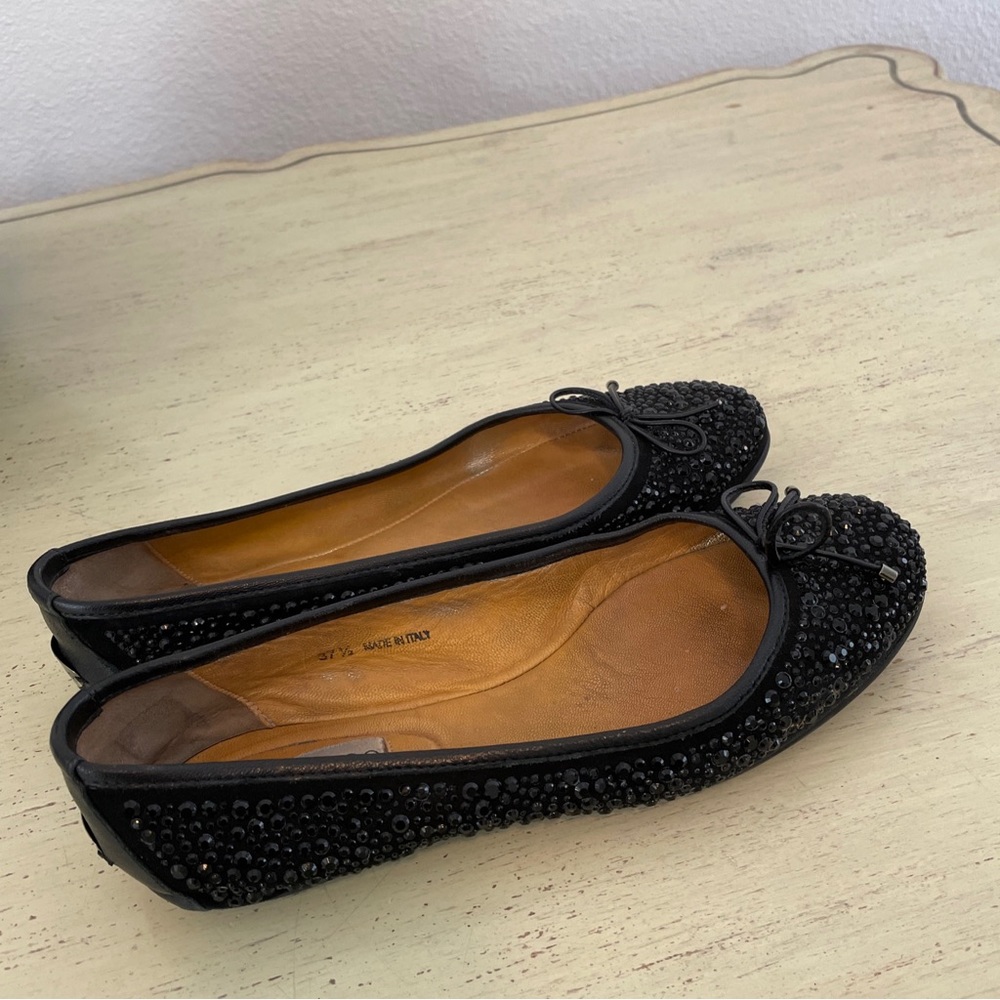 Jimmy Choo Weber Crystal Flats Rhinestone Jeweled Ballet Flat Shoes Size 37 1/2 - Picture 5 of 8